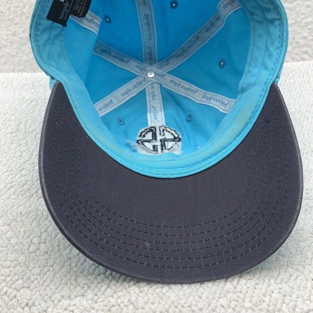 Simply Southern Baseball Hat Womens OSFA Strap Back Blue Preppy Classy Happy‎ - Picture 6 of 7